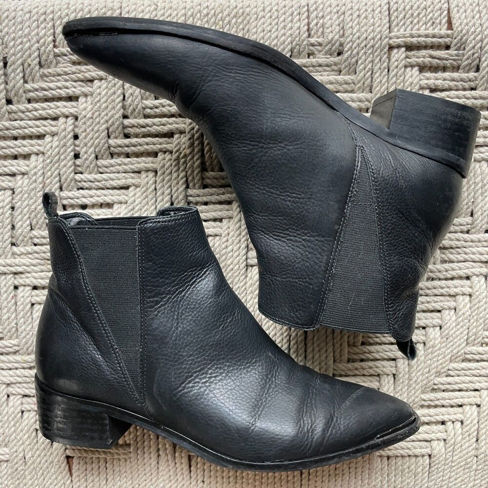 Marc Fisher Yale Black Leather Ankle Boots Women's Size 6 Orig. $179